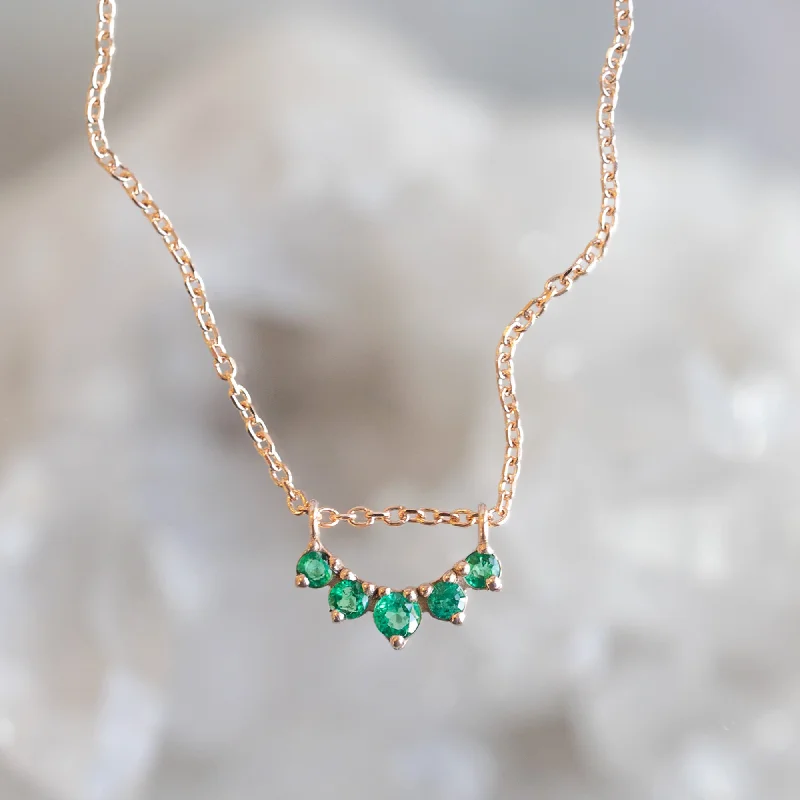 Versatile Layering Jewelry For Effortless Chic Custom Emerald Gemstone Sunburst Necklace | 10K Rose Gold