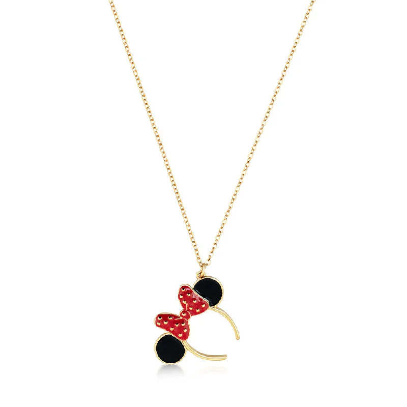 Upgrade Your Jewelry Collection For Less DISNEY Minnie Mouse Black and Red Ears and Bow Pendant on Chain