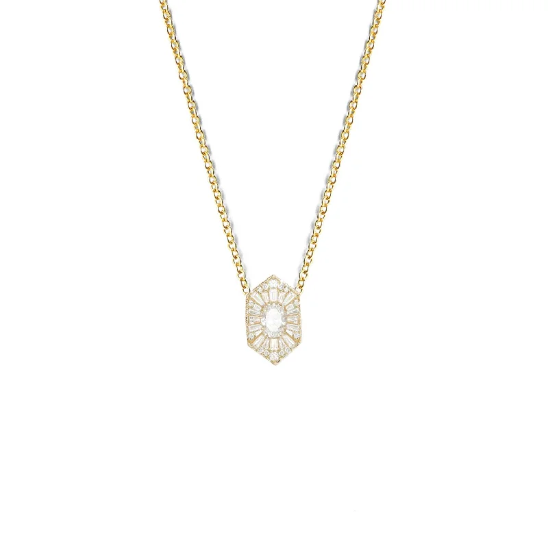 Shop Jewelry That Shines Without The High Price Elongated Hexagon Oval Ballerina Diamond Mosaic Pendant