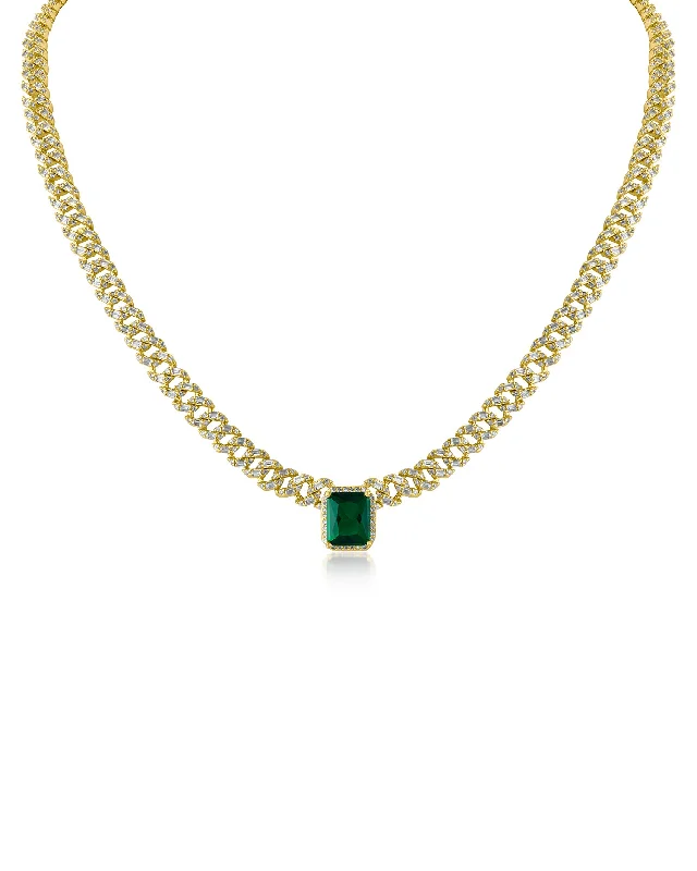 Emerald Center CZ Chain Necklace