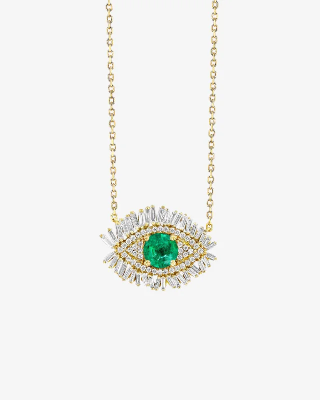 Evil Eye Milli Emerald Full Pave Pendant