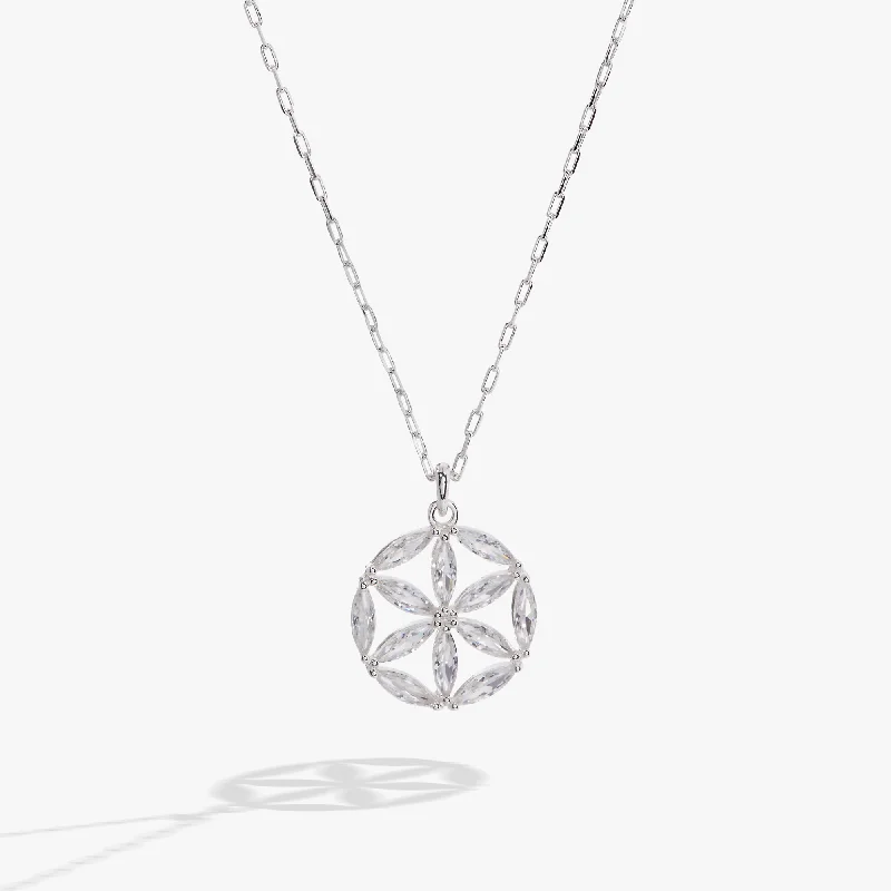 Faith and Family Rosette Pendant Necklace