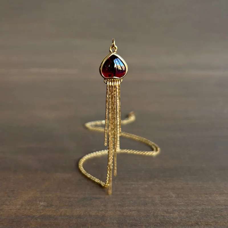 Garnet Jellyfish Pendant