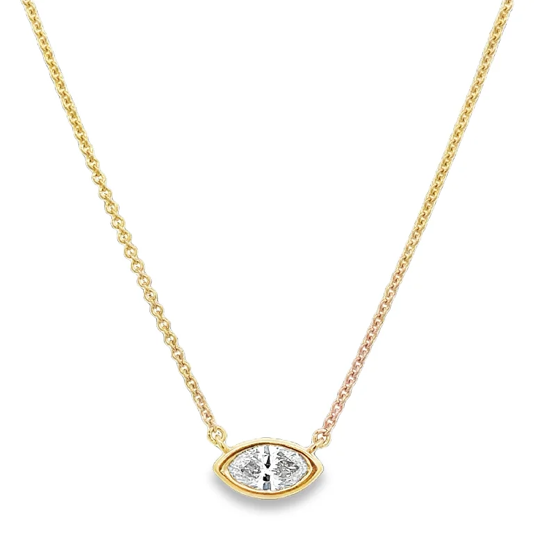 Waterproof Stainless Steel Jewelry For Lasting Beauty GIA 1.0 ct. Marquise Cut Diamond Necklace in Yellow Gold