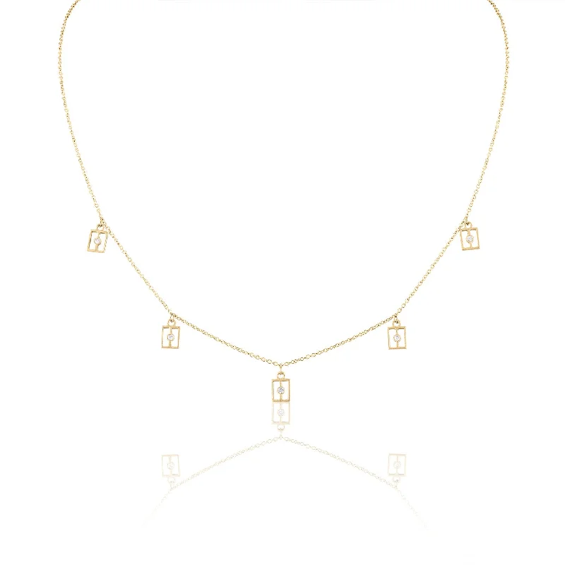 Gold and Diamond Dangle Necklace