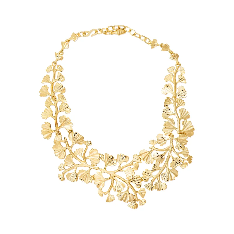 Gold Leaves & Vine Bib Necklace