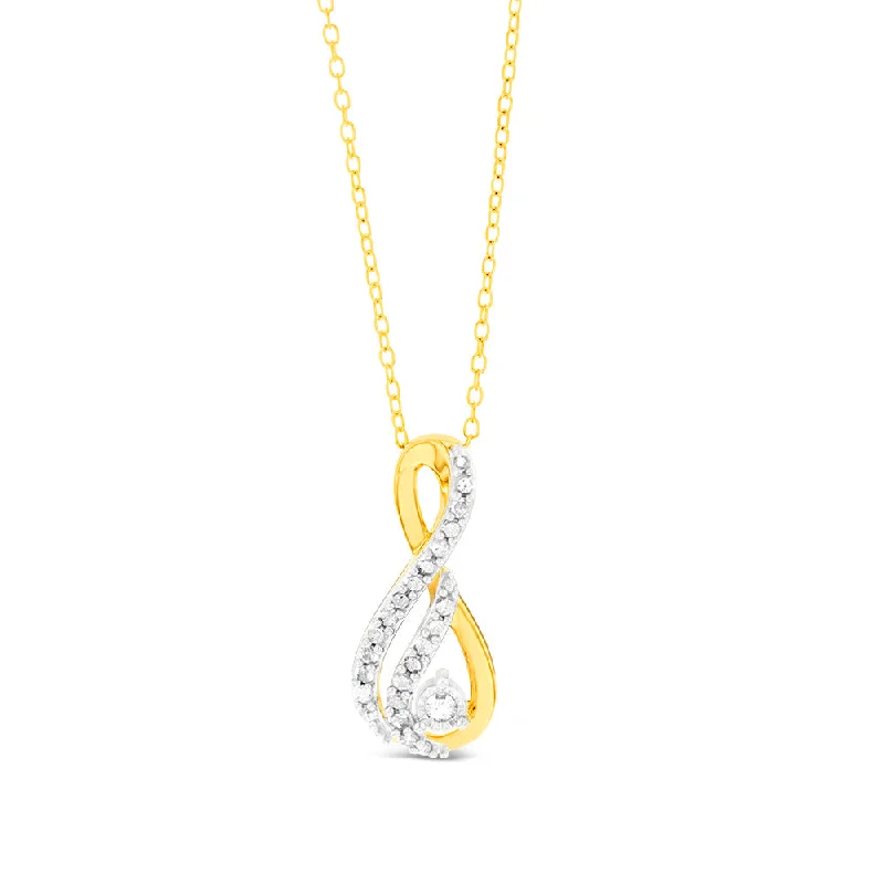 Make Your Outfit Shine With Discounted Jewelry Gold Plated Sterling Silver 1/5 Carat Diamond Infinity Pendant on 46cm Chain