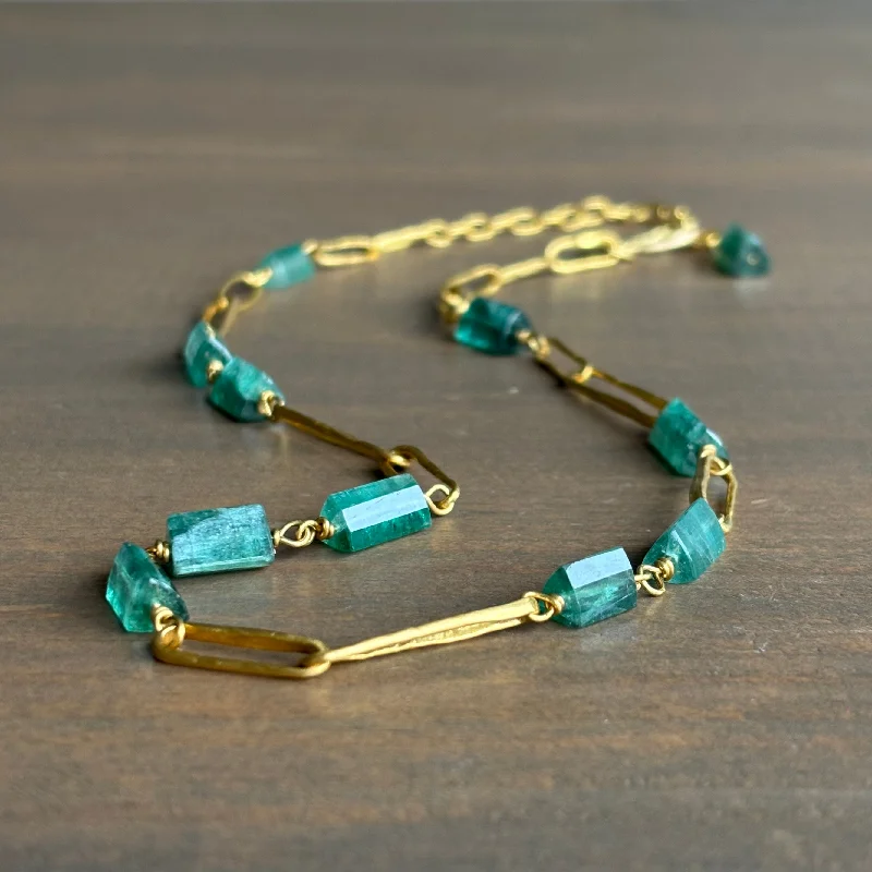 Green Tourmaline 22k Gold Necklace