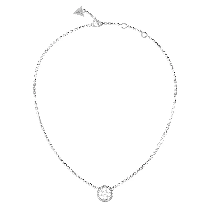 Stunning Statement Jewelry, Unbeatable Discounts Guess Stainless Steel 16-18" 4G & CZ Coin Pendant On 15mm Chain