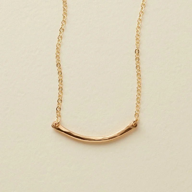 Personalized Jewelry At Special Discount Rates Mini Hammered Crescent Bar Necklace | Final Sale