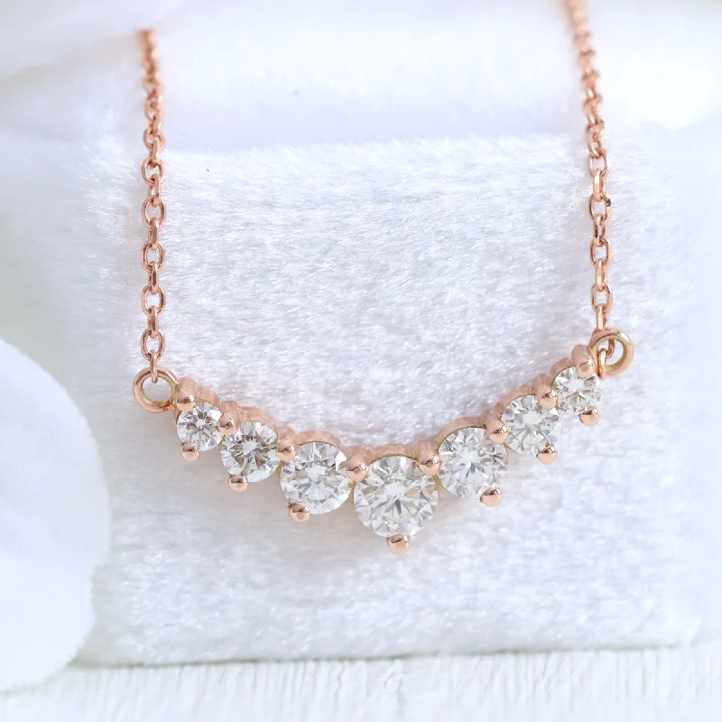 Last Chance To Grab Your Favorite Jewelry At A Discount Large 7 Diamond Pendant in 14k Gold Curved Cluster Necklace