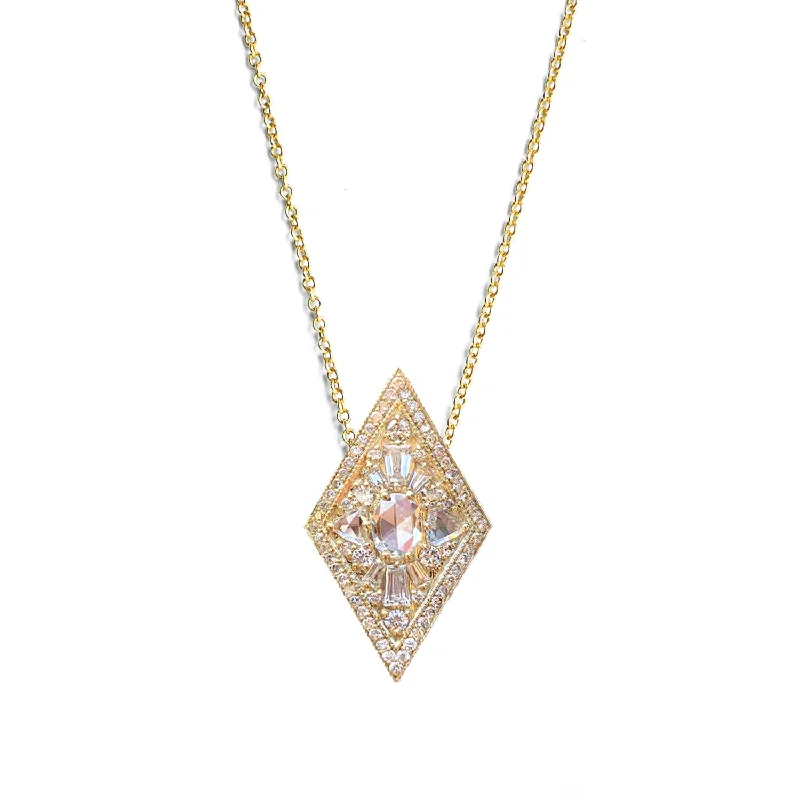 Handcrafted Jewelry Sale – Unique Designs At Low Prices Large Kite Shape Oval Diamond Necklace