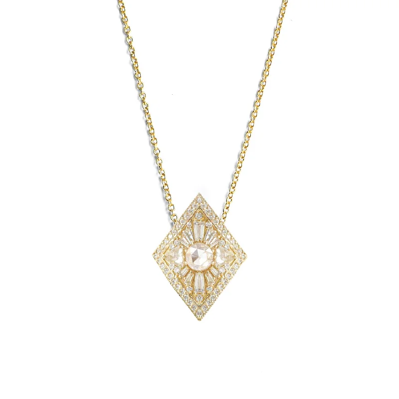 Elegant Jewelry, Exclusive Prices – Shop Now Large Kite Shape Round Diamond Necklace