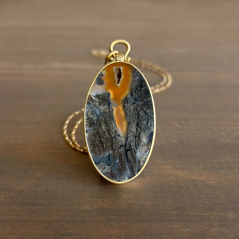 Large Oval Agate with Hematite Pendant