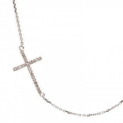 Exclusive Jewelry Sale – Limited-Time Discounts Lau International Diamond/Whtie Gold Side Cross Necklace