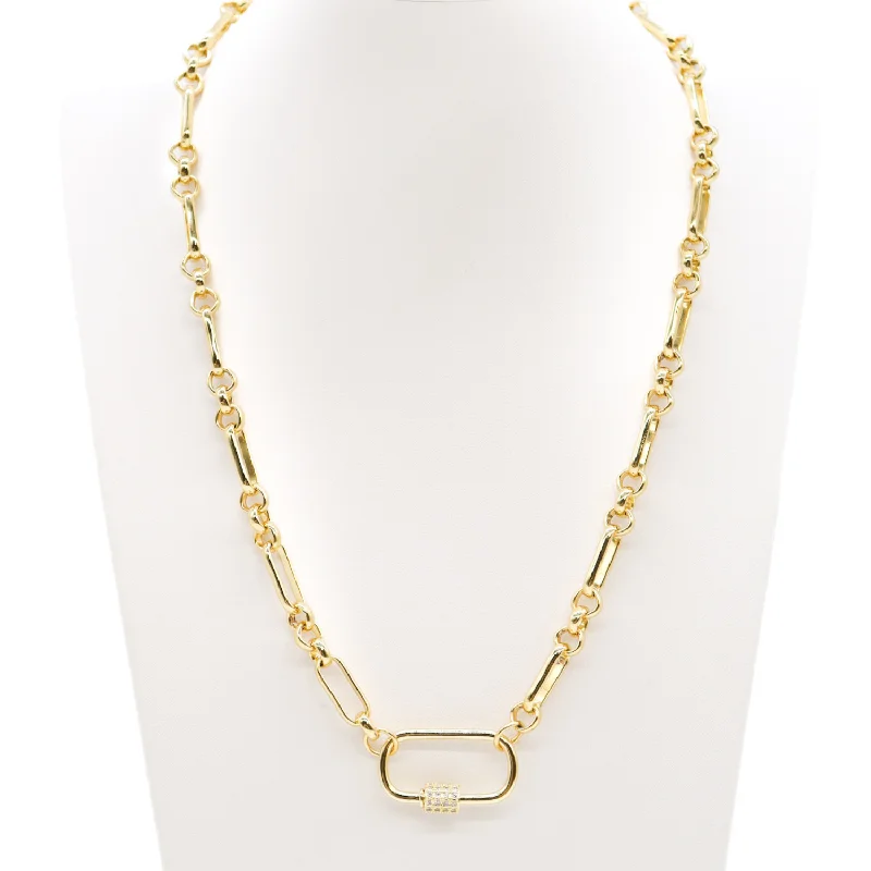 Anna Limited Gold Necklace with Pave Gabi Carabiner