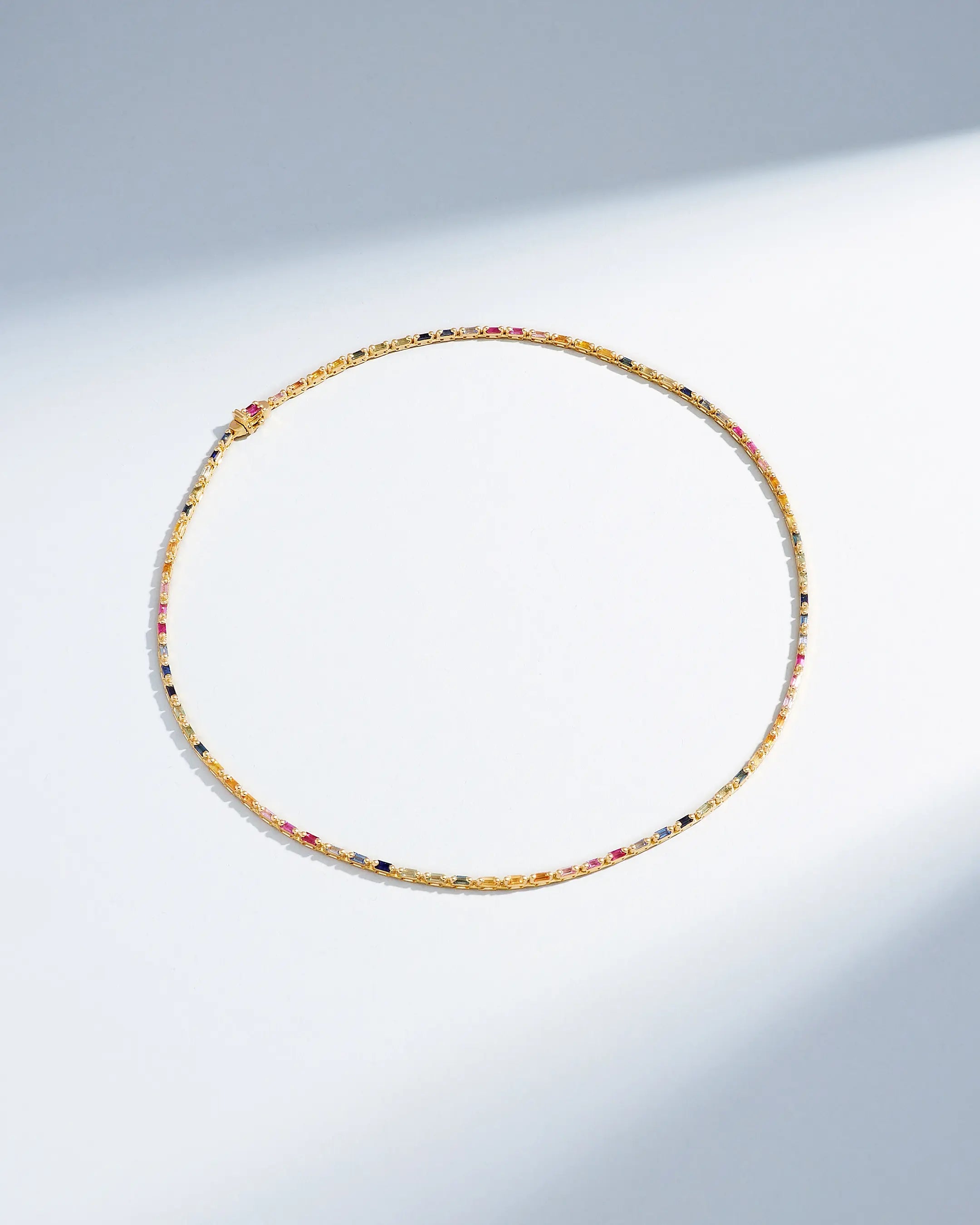 Linear Full Rainbow Sapphire Tennis Necklace