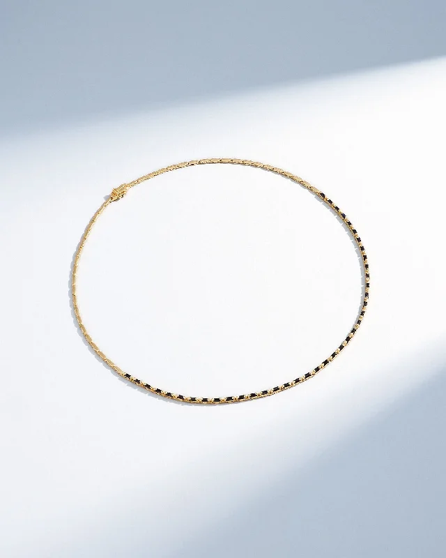 Linear Half Black Sapphire Tennis Necklace