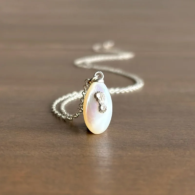 Little Mother of Pearl Necklace with Silver Barnacles