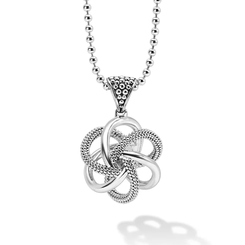 Love Knot Large Sterling Silver Pendant Necklace