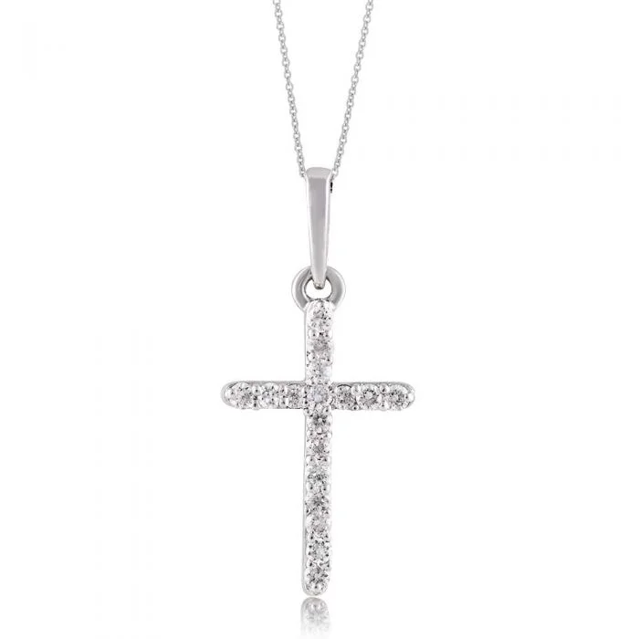 Buy More, Save More On Stunning Jewelry Designs Luminesce Lab Grown Diamond Cross Silver Pendant on 45cm Chain