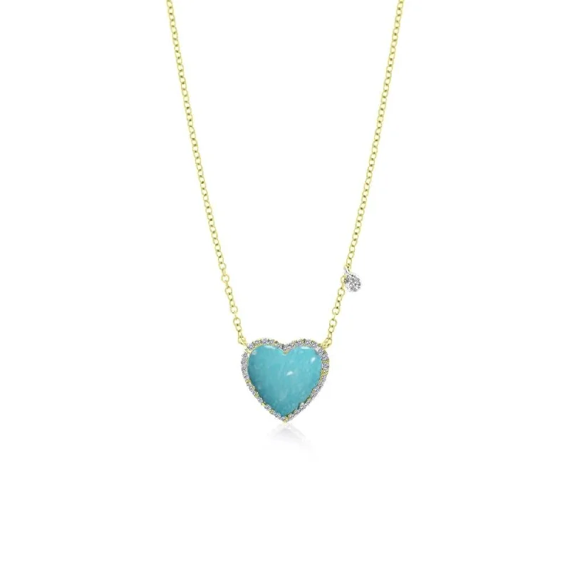 Best Jewelry Sale – Shop Exclusive Designs Now Meira T 14K Yellow Gold Turquoise Heart  Necklace