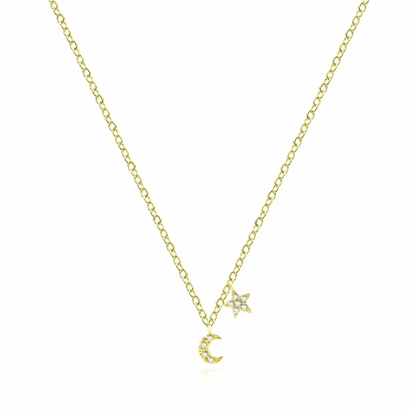 Modern Statement Jewelry For Bold Styling Meira T - Mini Moon and Star Necklace