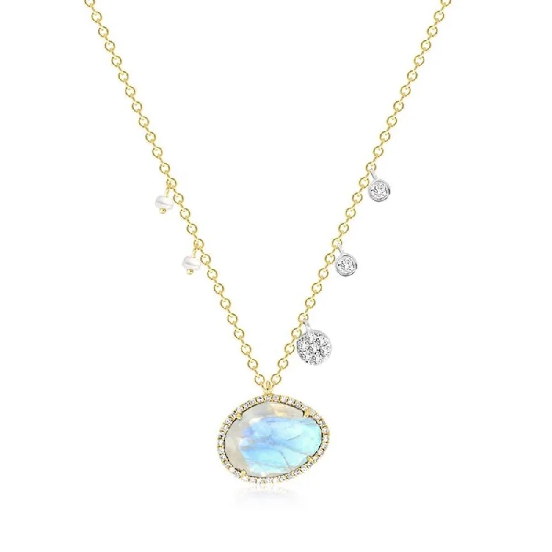 Customized Silver Jewelry For Unique Style Meira T Moonstone with Off-Centered Pearls & Diamond Charms