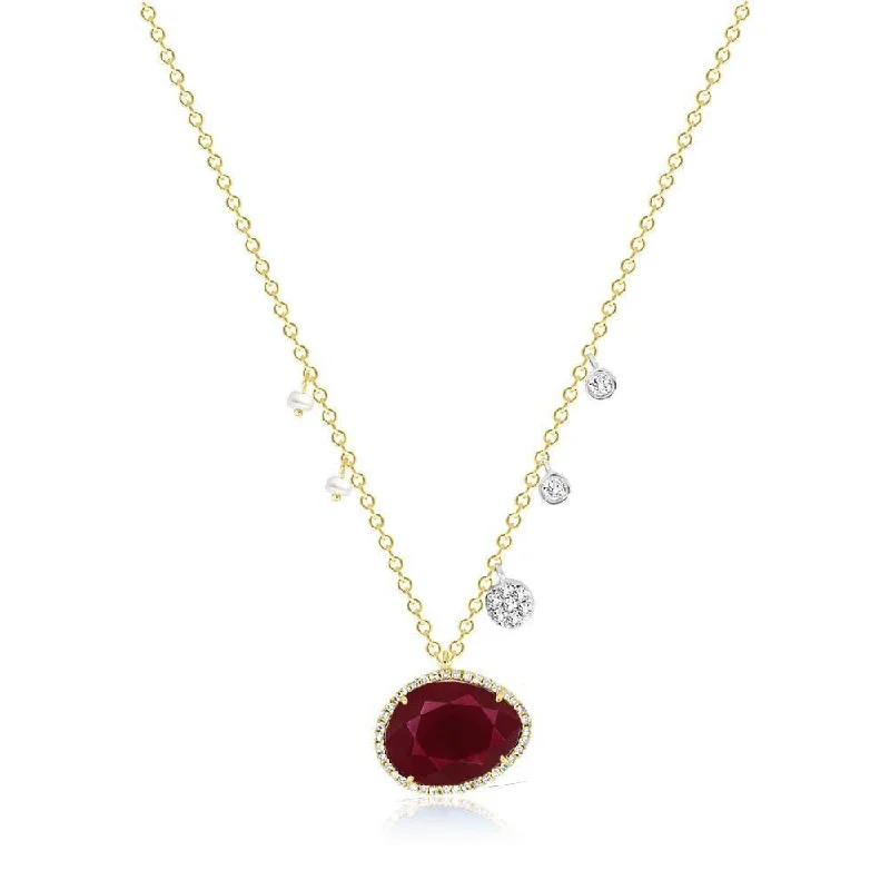 Must-Have Jewelry At Unbelievable Discounts Meira T - Ruby Off-Centered Pearls & Diamond Charms - Yellow Gold