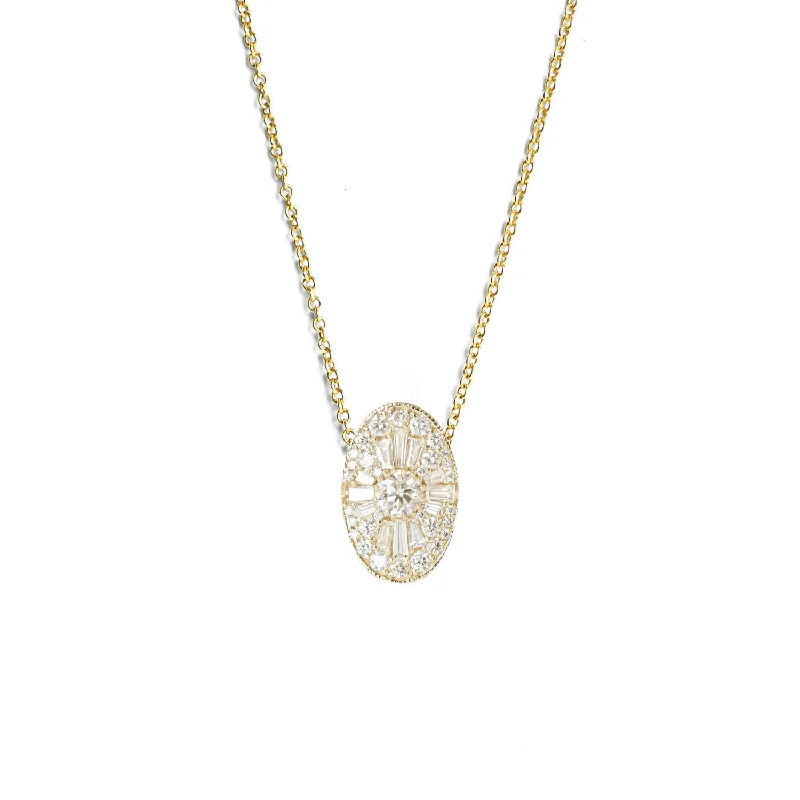 Grab Your Favorite Jewelry At The Lowest Prices Oval Ballerina Round Diamond Mosaic Pendant