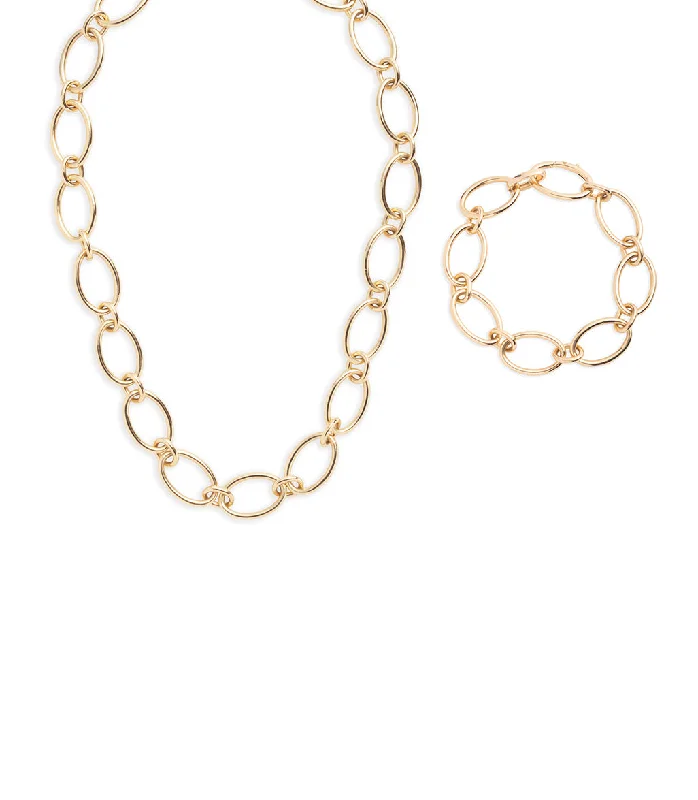 Premium Jewelry Now Available At Special Discounts Oval Link Chain + Bracelet Set