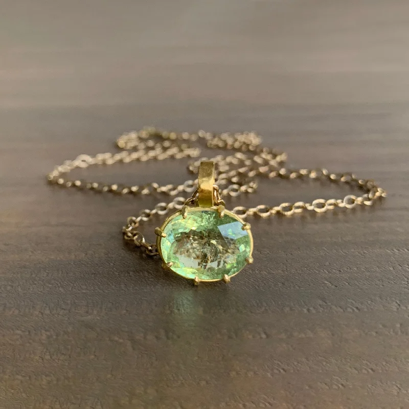 Oval Mint Green Beryl Pendant