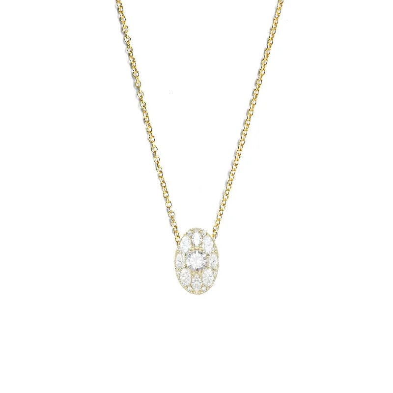 Fashion-Forward Jewelry At Incredible Prices Oval Shape Feather Brilliant Cut Diamond Mosaic Pendant