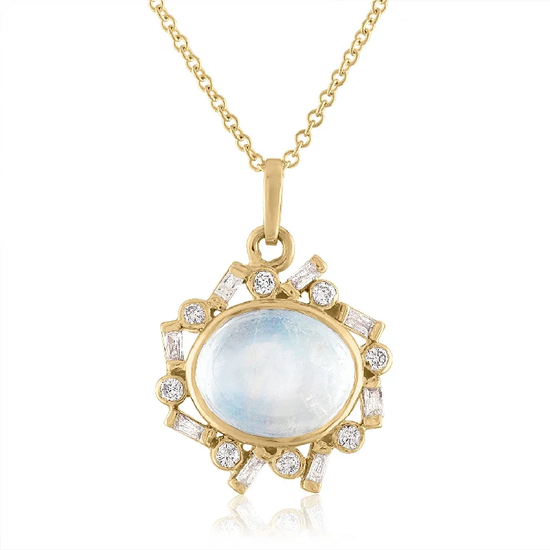 Jubilee Moonstone and Diamond Pendant