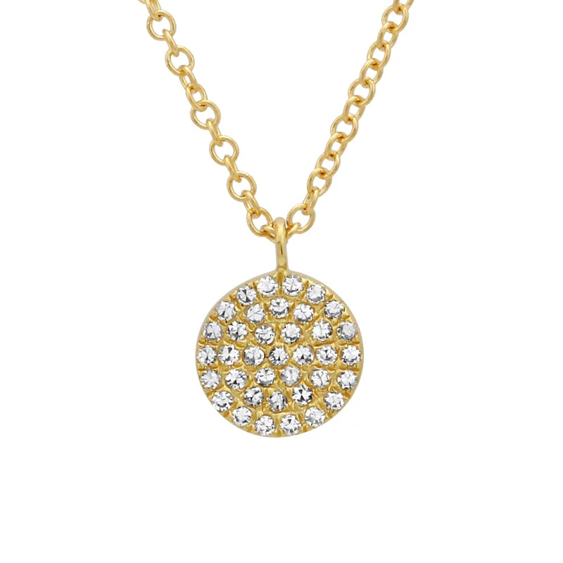 Pave Diamond Disc Charm Necklace