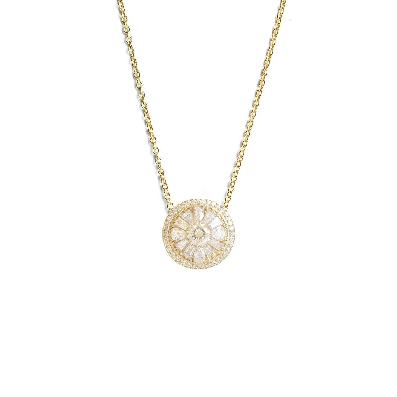 Elegant Designs, Unbeatable Discounts – Shop Jewelry Now Pear & Round Brilliant Cut Halo Diamond Mosaic Pendant