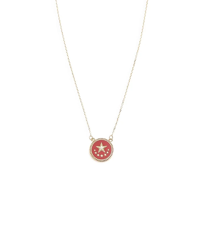 Trending Jewelry Now At Unbeatable Prices Red Star : Petite Champleve Enamel Stationary Necklace