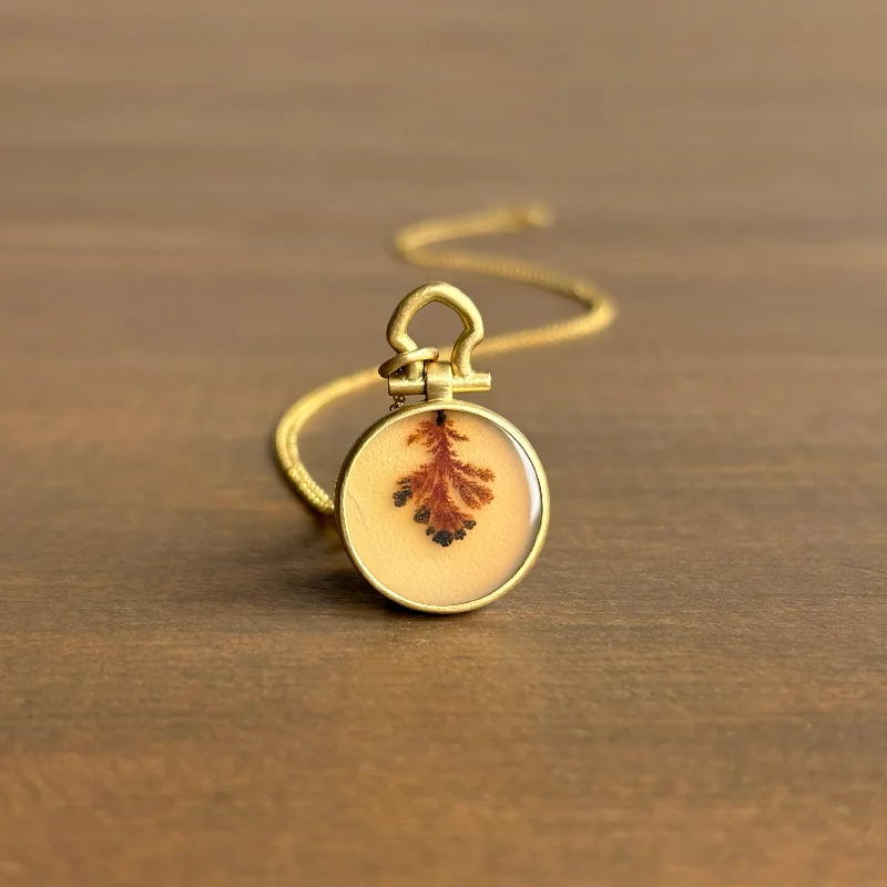 Round Tree Sprout Dendritic Agate Pendant