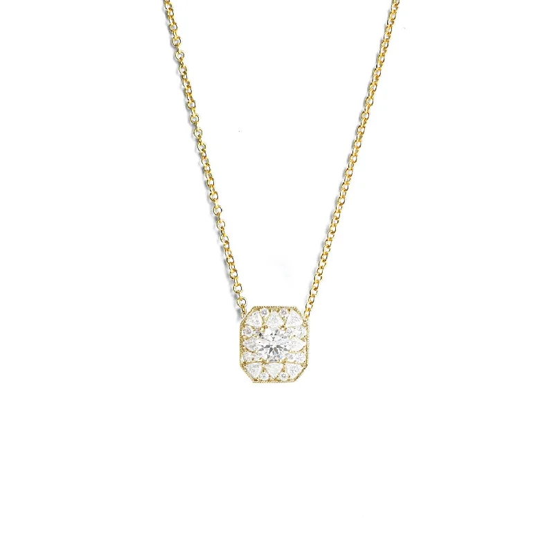 Breathtaking Jewelry, Breathtaking Prices Round & Trillion Emerald Shape Diamond Mosaic Pendant