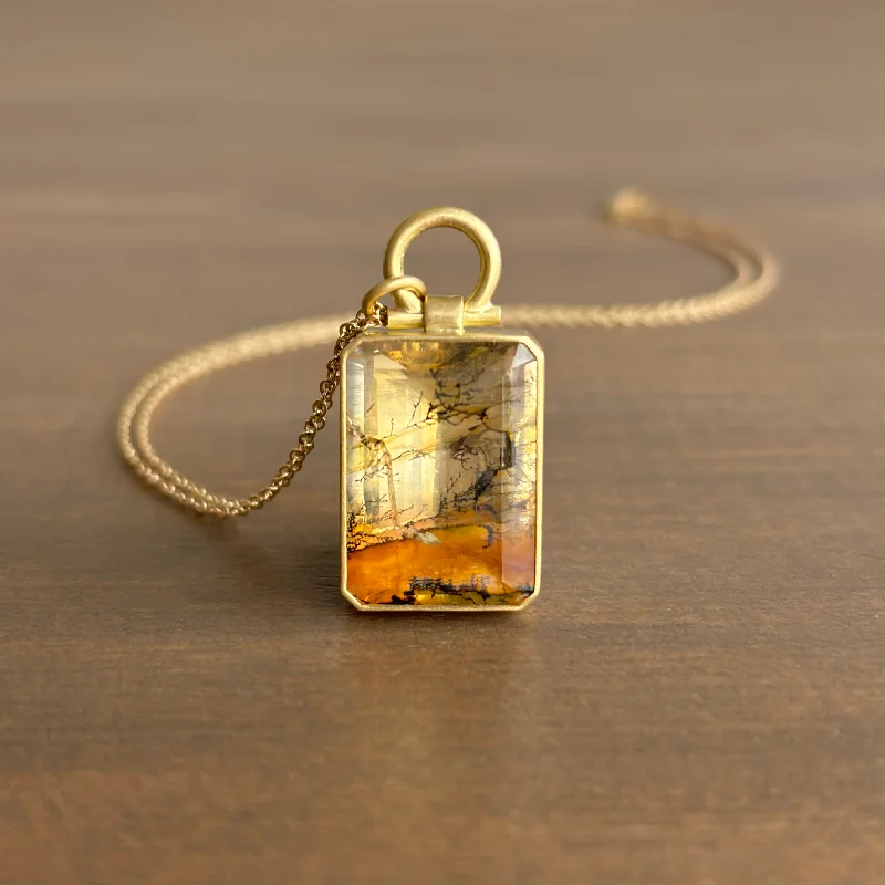 Scenic Dendritic Quartz Rectangle Pendant