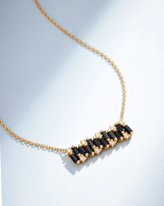 Shimmer Black Sapphire Bar Pendant