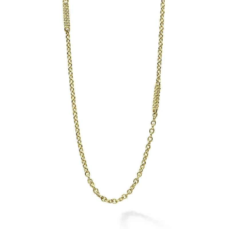 Signature Caviar 18K Gold Superfine Station Chain Necklace