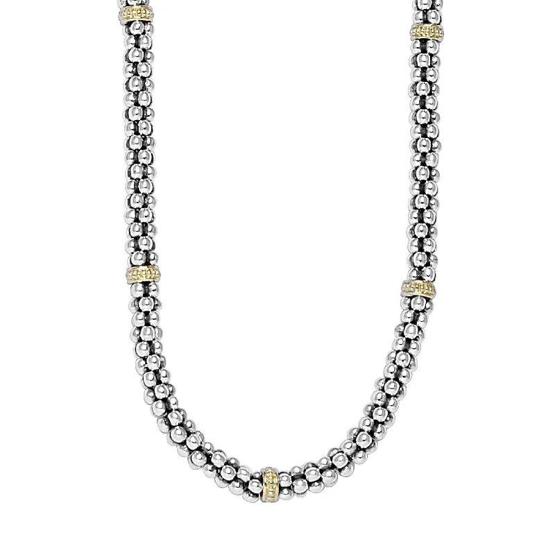 Signature Caviar Two-Tone Caviar Beaded Necklace | 5mm