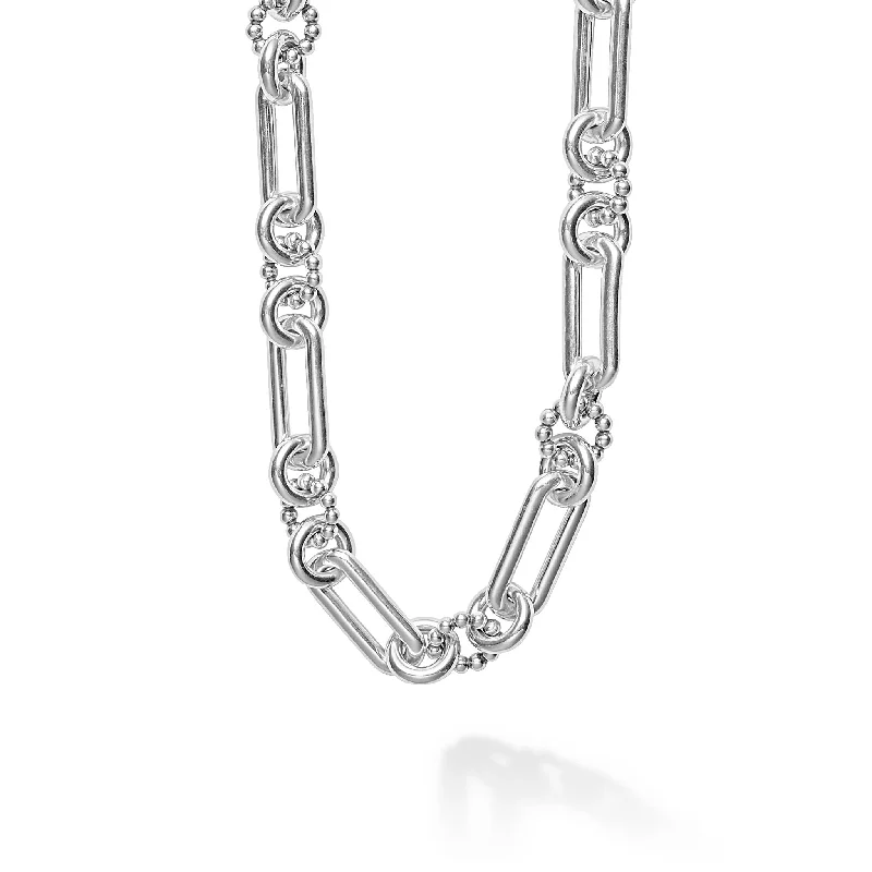 Signature Caviar Silver Link Necklace