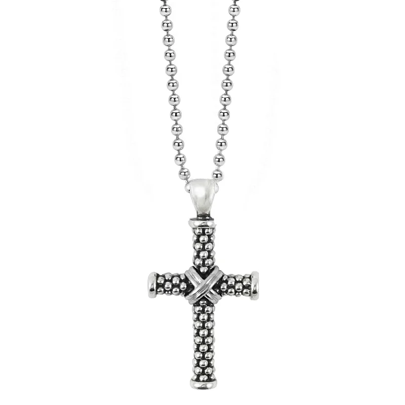 Signature Caviar Caviar Beaded Cross Pendant Necklace