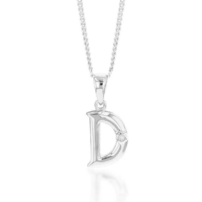 Exclusive Jewelry Sale – Sparkle For Less Silver Pendant Initial D set with Diamond