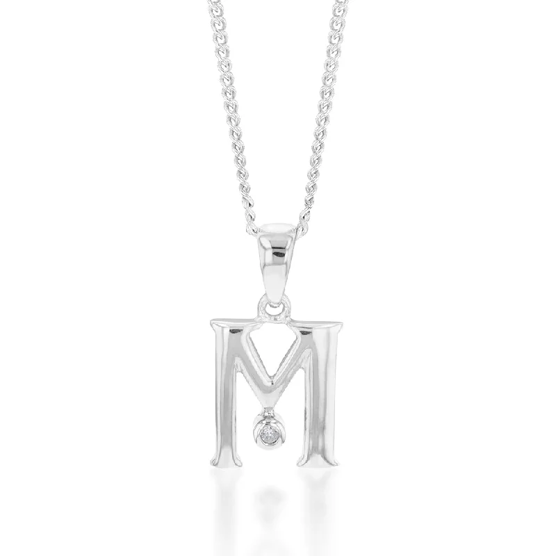Elegant Jewelry Styles At Budget-Friendly Prices Silver Pendant Initial M set with Diamond