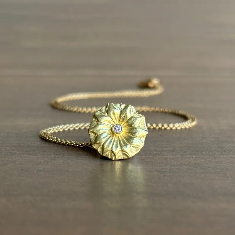 Small Lotus Pendant with Diamond