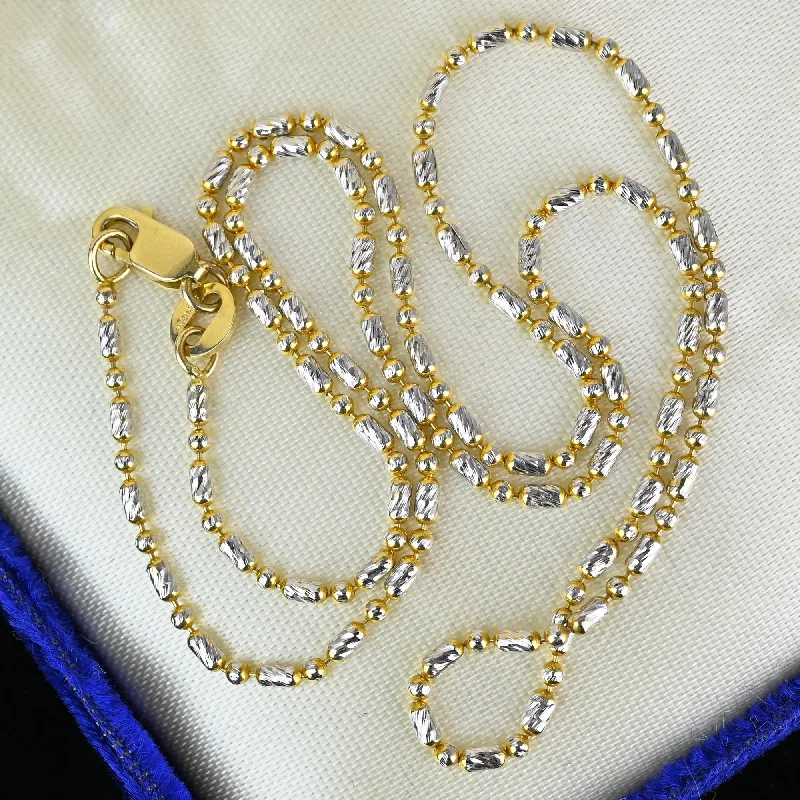 Solid Two Tone 14K Gold Dot Dash Chain Necklace