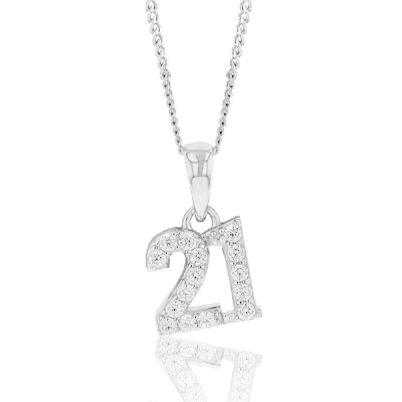 Sparkle For Less – Shop Our Limited-Time Jewelry Deals Sterling Silver Cubic Zirconia 9mm Number "21" Pendant